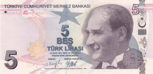 (042) Turkey P222f - 5 Lira (2022)